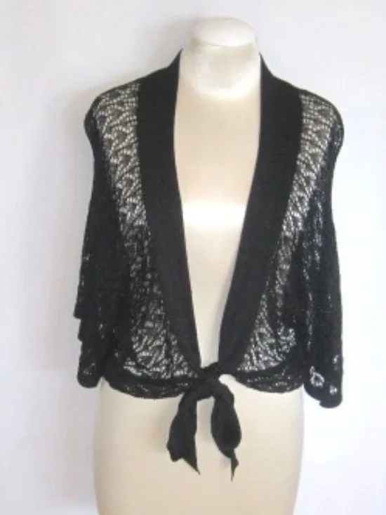 Creation Crochet Knit Cardigan With Tie Front - Picture 1 of 5